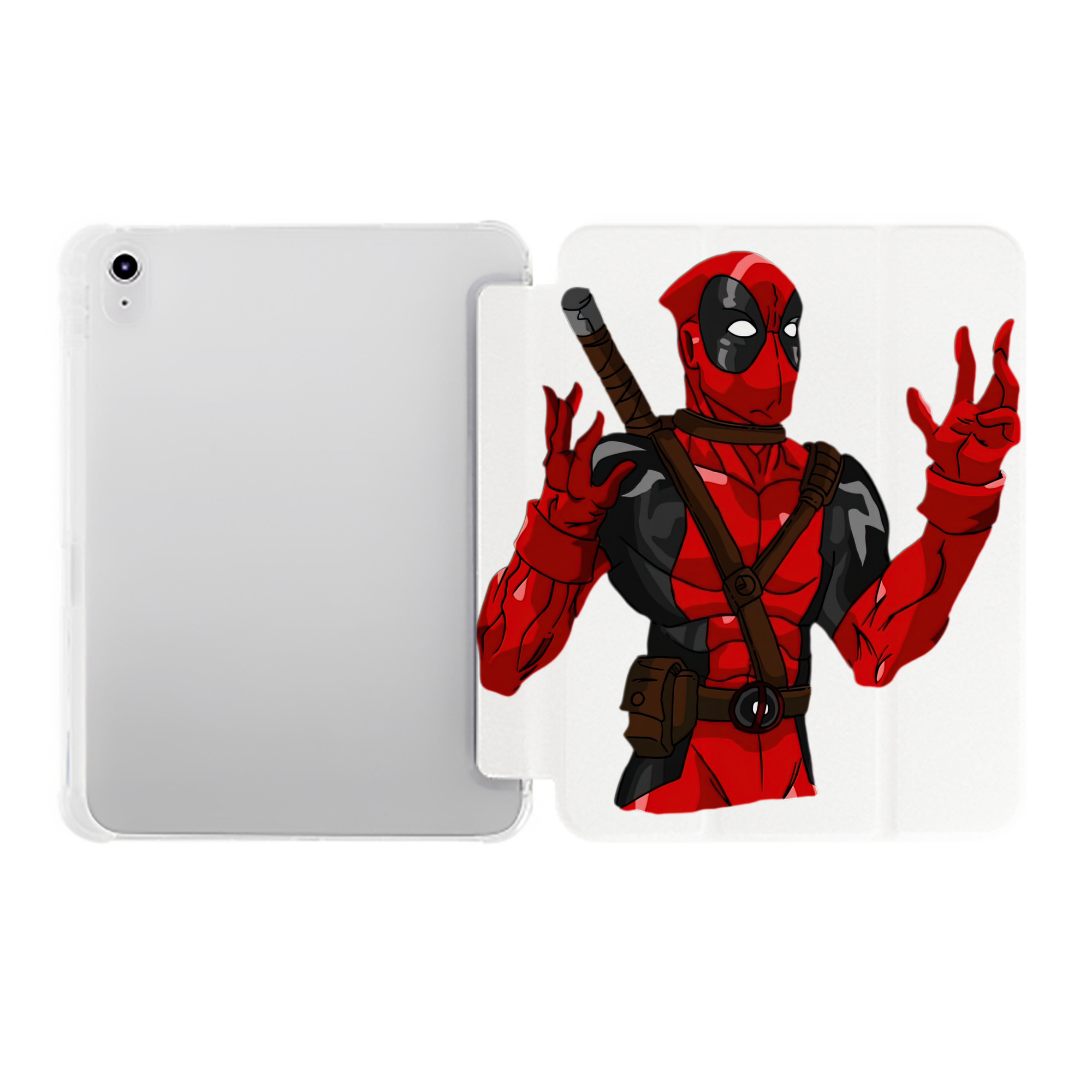 （画像用） Deadpool デッドプール IPad ケース ペン収納付き 三つ折りスタンド PUレザー×シリコン 対応機種9.5/10.5/10.9インチ